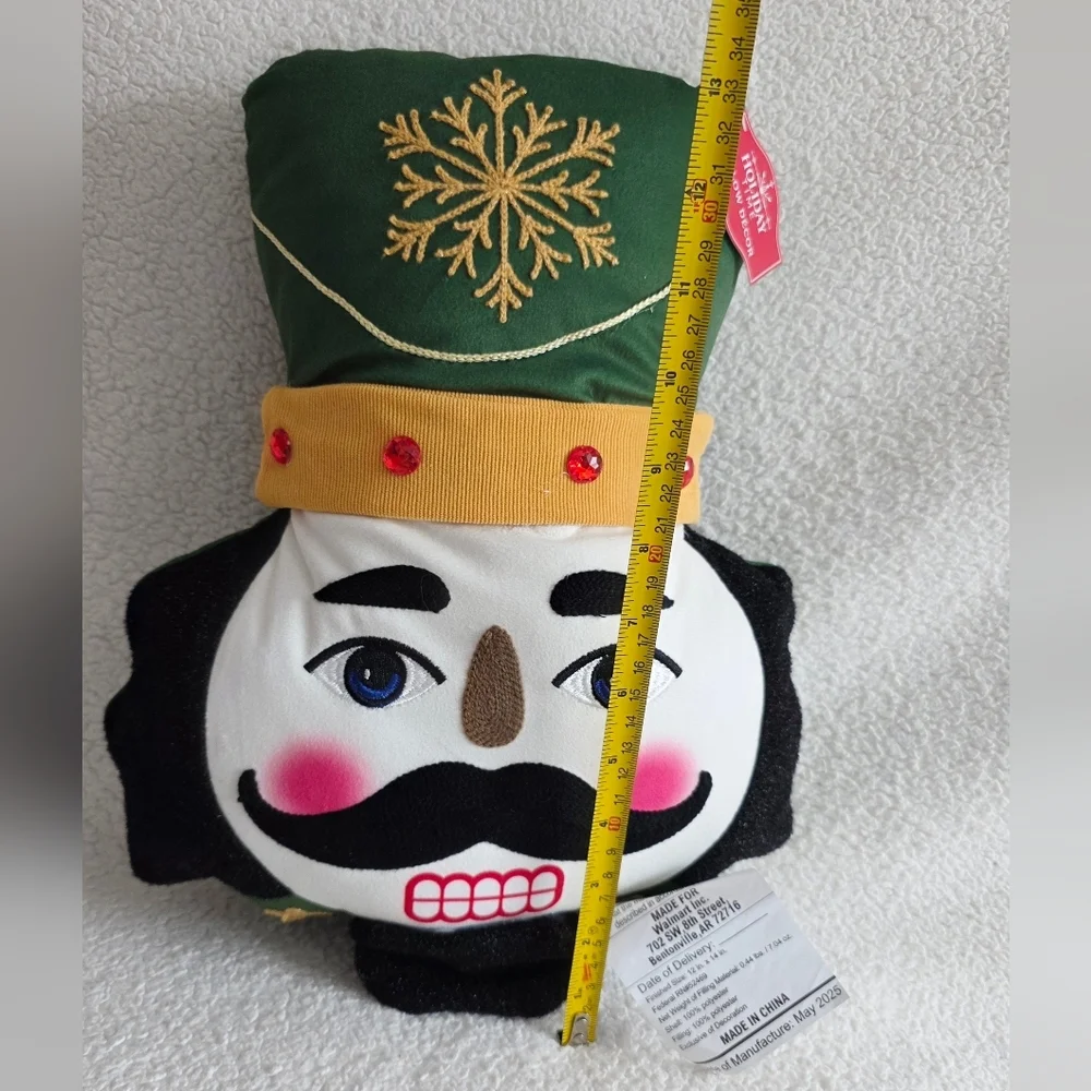 Holiday time 2025 Christmas Nutcracker classic character Pillow Green Gold NWT